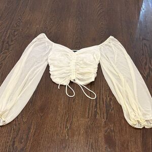 Robertson + Rodeo Women’s Cream Ruched Blouse Size Small